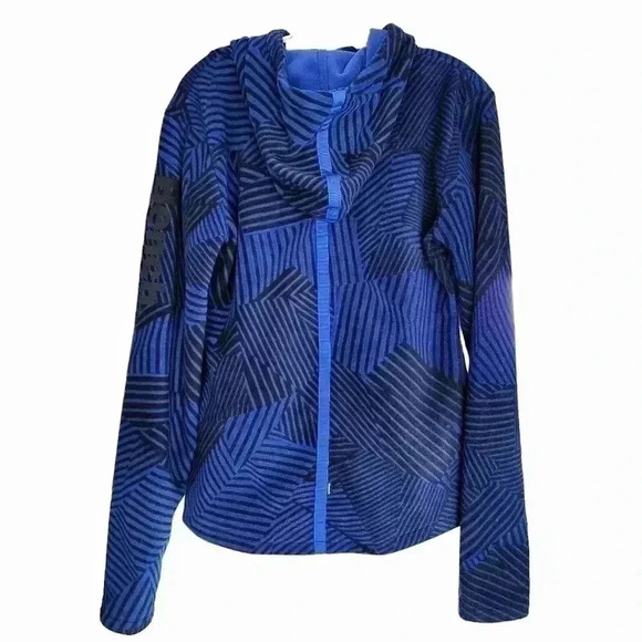 Bench Women’s L Fleece Hoodie Full Zip Black Blue Striped Activewear Athleisure - Picture 10 of 14